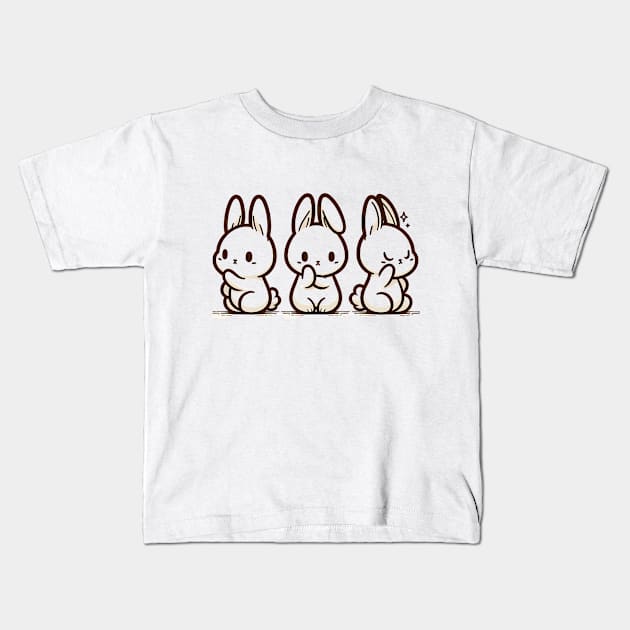 Whimsical Bunnies: Digital Poses Collection Kids T-Shirt by Apotis